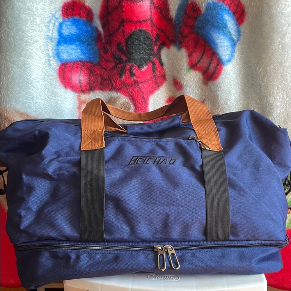 Blue and Brown Men's Bag